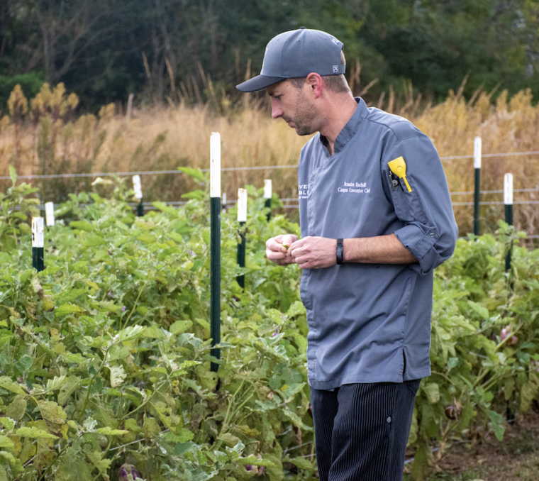 Brandon in garden, loy farms